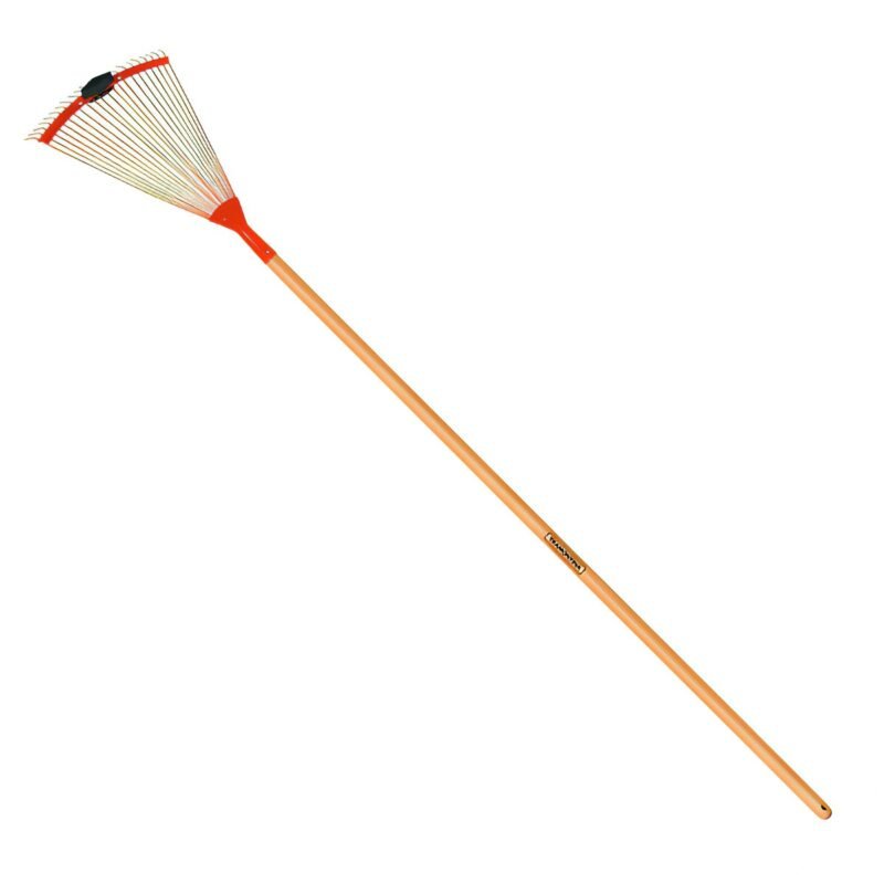 ADJUSTABLE METALLIC LAWN LEAF RAKE 22 TEETH 120 CM WOOD HANDLE