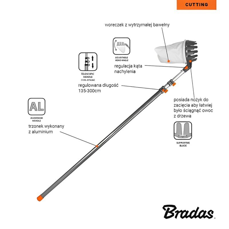 BRADAS FRUIT COLLECTOR TELESCOPIC HANDLE - Image 3