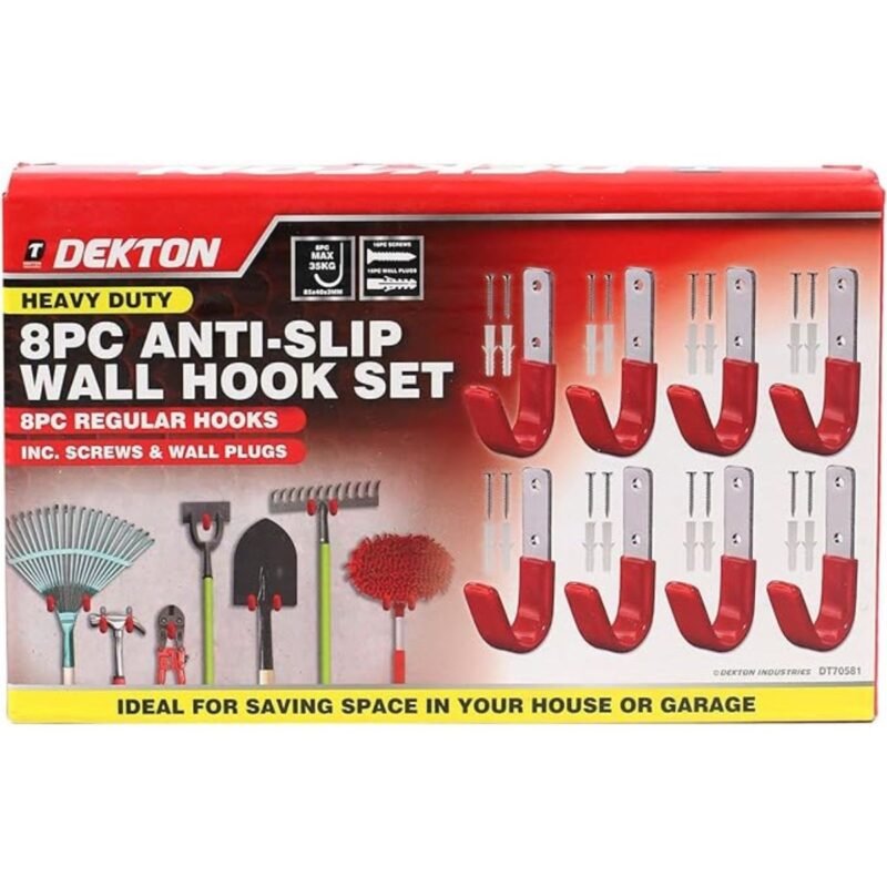 DEKTON 8PC 8.5CM X 4CM WALL HOOKS MAX CAPACITY 35KG