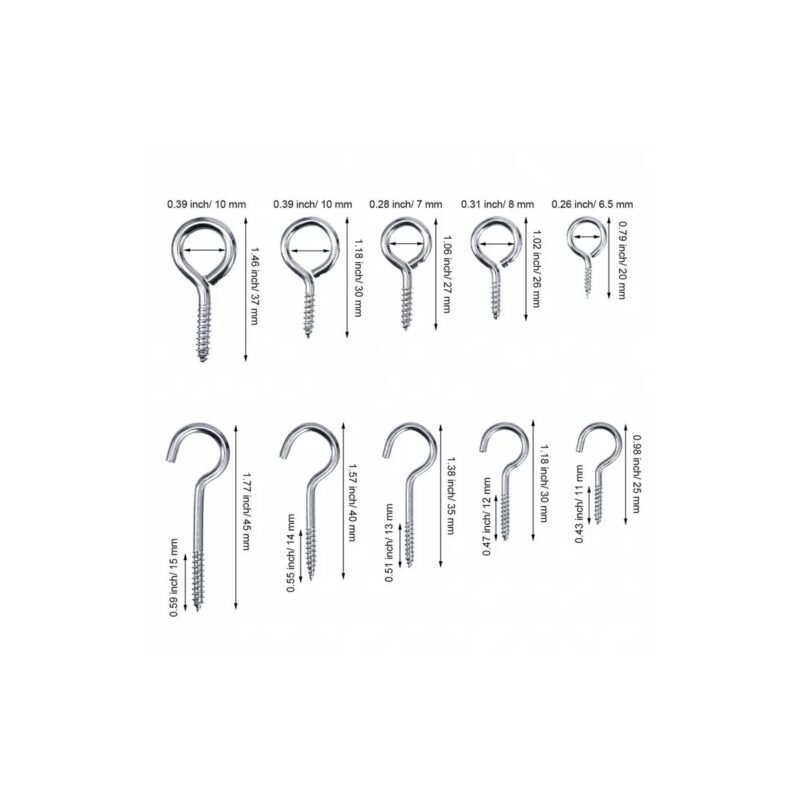 DEKTON MIXED HEAVY DUTY SCREW HOOK & EYE ASSORTMENT - Image 2