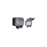 DOUBLE SWITCHED 13A OUTDOOR  SOCKET BRUSHED STEEL
