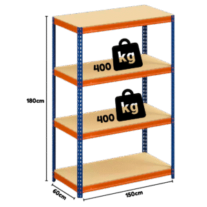 Heavy Duty Warehouse Shelving Unit With Chipboard Shelves - Up to 400Kg
