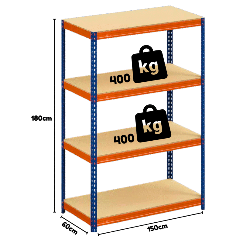Heavy Duty Warehouse Shelving Unit With Chipboard Shelves - Up to 400Kg