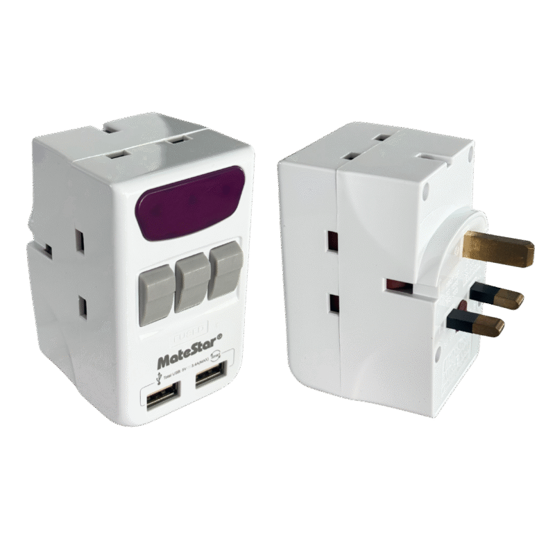 MATESTAR 3-way Adapter WITH 2 USB