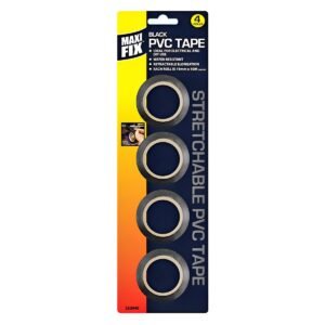 MAXIFIX 4PC 10M x 19MM BLACK PVC TAPE