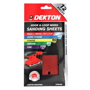 MIXED SANDING SHEETS 93MM X 185MM 12PCS