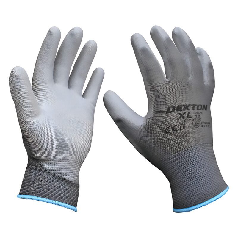 SNUG FIT GREY WORKING GLOVES PU COATED - Image 2