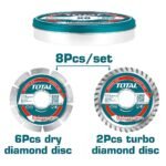 TOTAL ΣΕΤ ΔΙΑΜΑΝΤΟΔΙΣΚΟΙ 115MM 8 ΤΕΜ ΣΕ ΜΕΤΑΛΛΙΚΟ ΚΟΥΤΑΚΙ