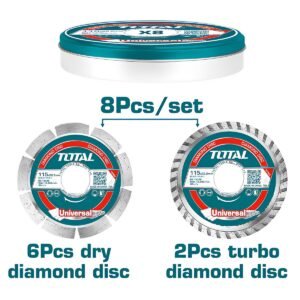 TOTAL ΣΕΤ ΔΙΑΜΑΝΤΟΔΙΣΚΟΙ 115MM 8 ΤΕΜ ΣΕ ΜΕΤΑΛΛΙΚΟ ΚΟΥΤΑΚΙ