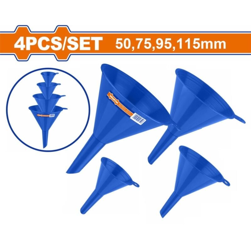 WADFOW 4 Pcs plastic funnel set Φ-50 / 75 / 95 / 115mm (WUFS2304)