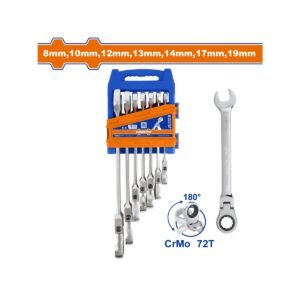 WADFOW 7 Pcs flexible ratchet spanner set 8-19mm