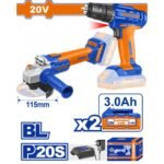 WADFOW Lithium-Ion cordless 2 pcs combo kit 20V / 3Ah / 2 batt
