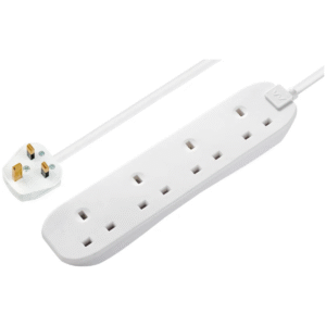 Masterplug 13A 4-Gang Unswitched Extension Lead White 3m