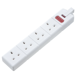 Masterplug Heavy Duty 13A 4-Gang Fused Rewireable Socket with Neon White