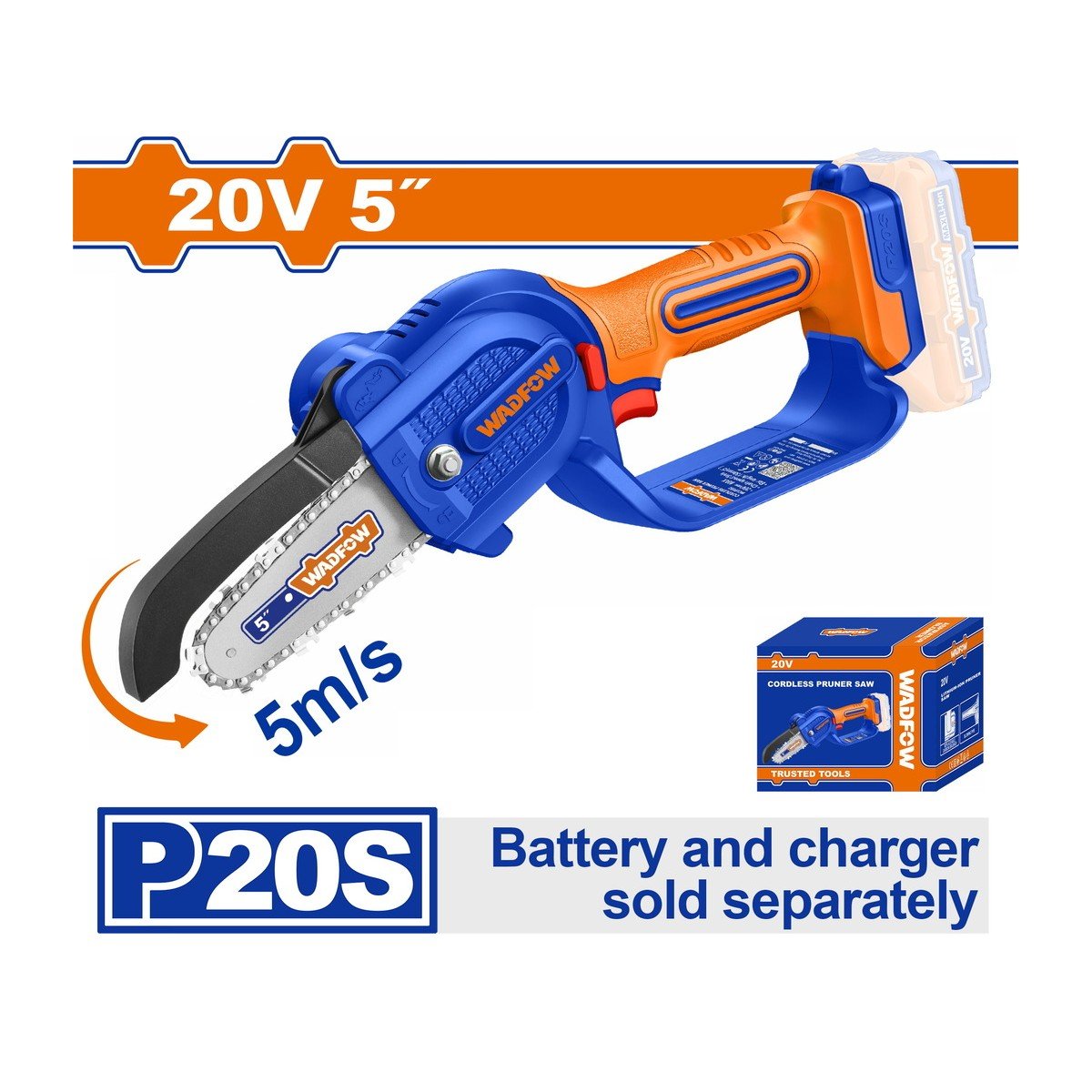 WADFOW ΑΛΥΣΟΠΡΙΟΝΟ ΚΛΑΔΕΥΤΙΚΟ ΜΠΑΤ. Li-ion 20V ΧΩΡΙΣ ΜΠΑΤΑΡΙΑ & ΦΟΡΤΙΣΤΗ (WCLP550)