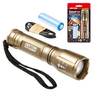 DEKTON PRO LIGHT XP400 PERFORMANCE TORCH - 400 LUMENS / 350M DISTANCE (USB)