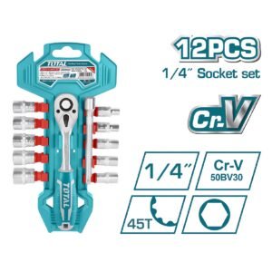 TOTAL 1/4" SOCKET SET 12PCS