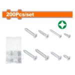 WADFOW 200Pcs countersunk head self-tapping screws assortment
