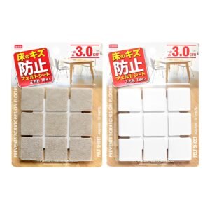 WHITE AND BEIGE SQURE FELT PAD 18PC 30MM