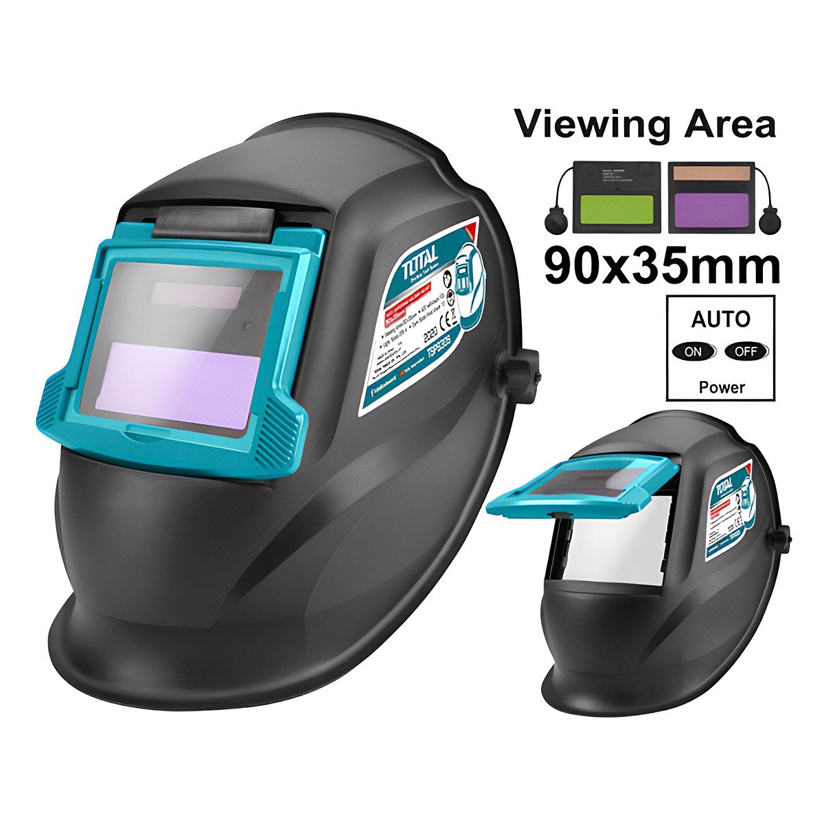 AUTO DARKENING WELDING HELMET 90X35MM