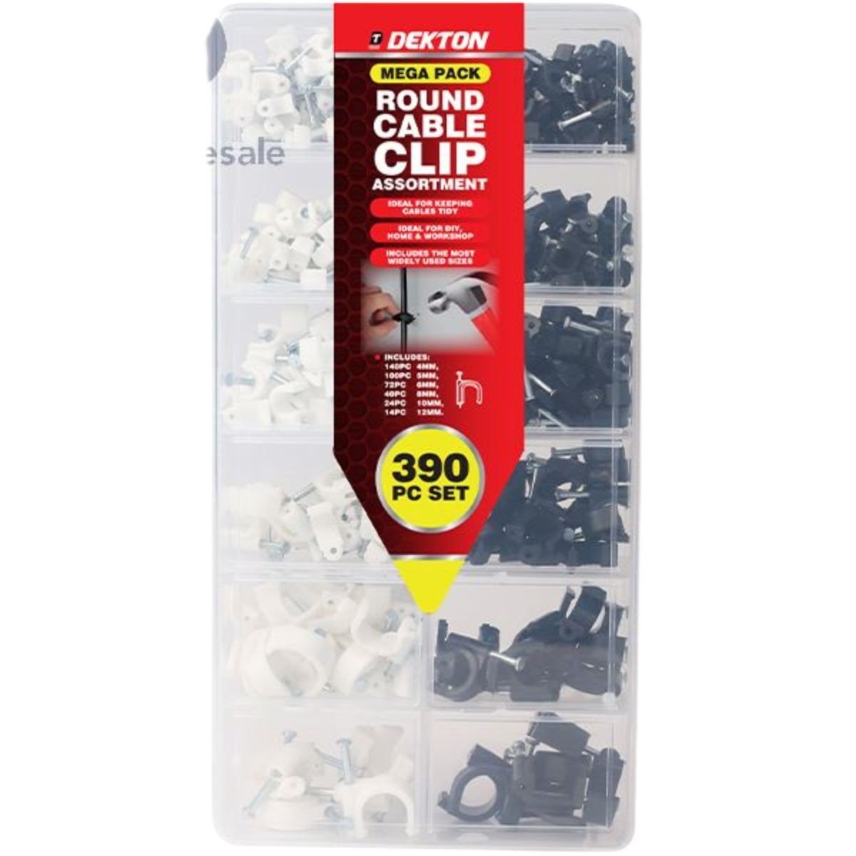 DEKTON 390 PCS ROUND CABLE CLIP ASSORTMENT - Image 2