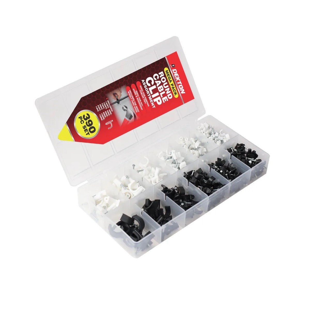 DEKTON 390 PCS ROUND CABLE CLIP ASSORTMENT