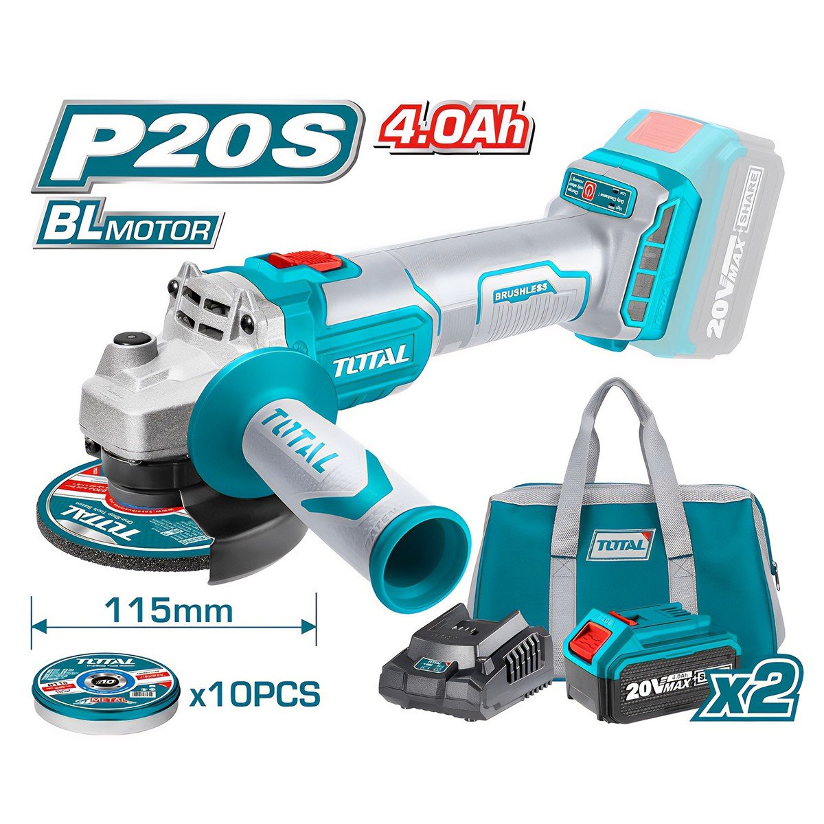 LITHIUM-ION ANGLE GRINDER 20V / 4AH / 115MM