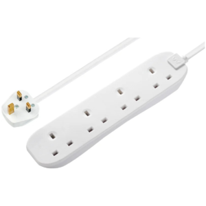 Masterplug 13A 4-Gang Unswitched Extension Lead White 3m