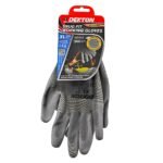 SNUG FIT GREY WORKING GLOVES PU COATED