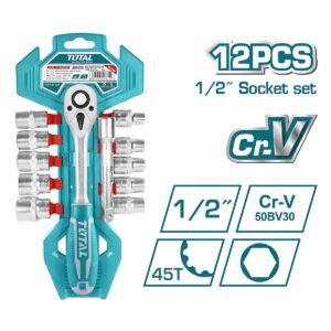 TOTAL 12PCS 1/2" SOCKET SET (THT141121)