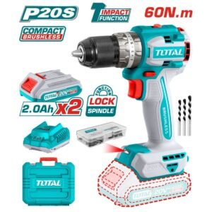 TOTAL Lithium-Ion compact brushless impact drill 20V / 2Ah / 60Nm BL Motor (TIDLI20602)