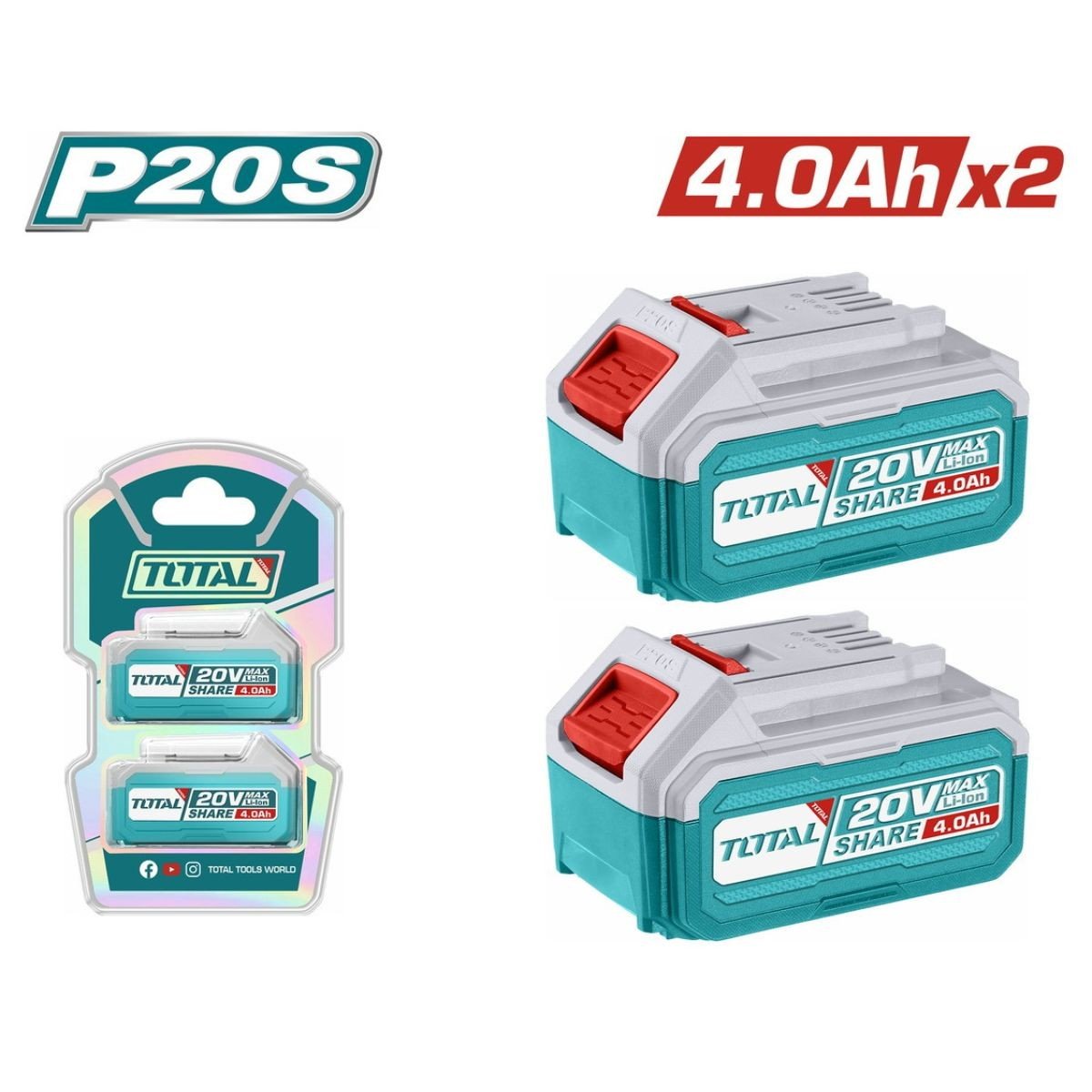 TOTAL P20S Lithium-Ion battery kit 20V / 4Ah (TOSLI240312E)