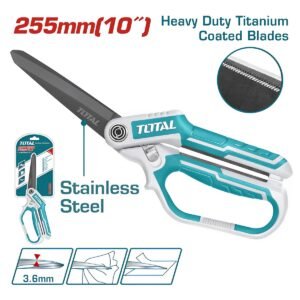 TOTAL RUBBER GRIP LONG-BLADE HEAVY DUTY SCISSORS 255MM
