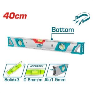 TOTAL SPIRIT LEVEL WITH POWERFUL MAGNETS 40CM