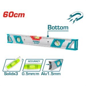 TOTAL SPIRIT LEVEL WITH POWERFUL MAGNETS 60CM