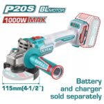 TOTAL ΕΠΑΓΓ. ΓΩΝΙΑΚΟΣ ΤΡΟΧΟΣ ΜΠΑΤ. Li-ion 20V / 115mm ΧΩΡΙΣ ΜΠΑΤΑΡΙΑ & ΦΟΡΤΙΣΤΗ (TAGLI27153)