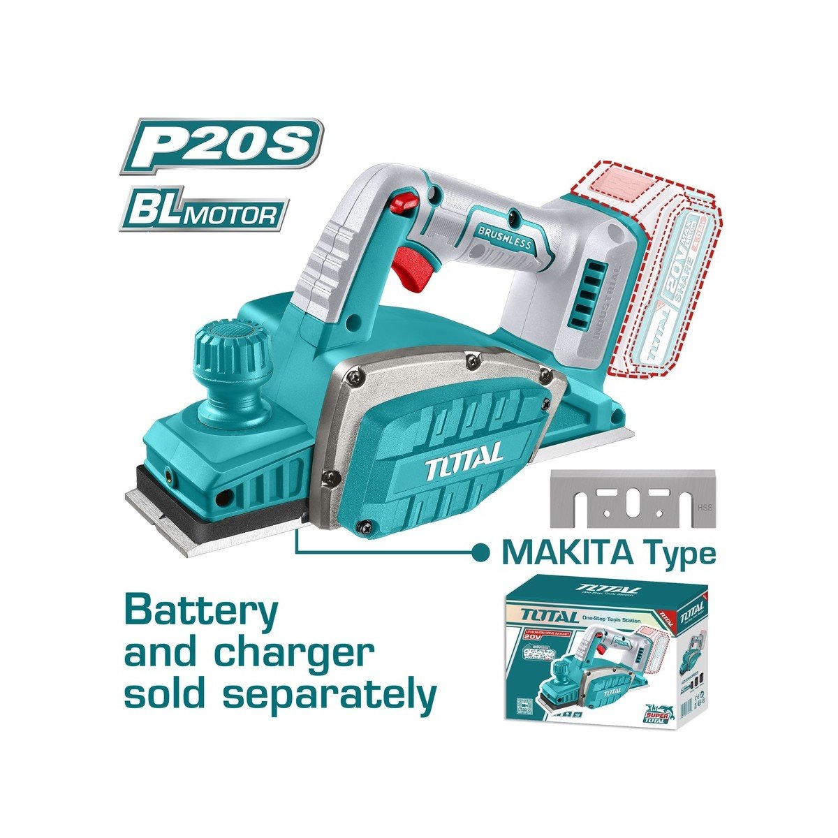 TOTAL ΕΠΑΓΓ. ΠΛΑΝΗ ΜΠΑΤ. Li-ion 20V ΧΩΡΙΣ ΜΠΑΤΑΡΙΑ & ΦΟΡΤΙΣΤΗ (TRLI20401)