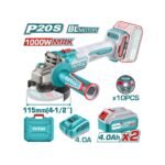 TOTAL ΕΠΑΓΓ. ΣΕΤ ΓΩΝΙΑΚΟΣ ΤΡΟΧΟΣ 115mm ΜΠΑΤ. Li-ion 20V / 4Ah / 2 ΜΠΑΤ (TAGLI271532E)