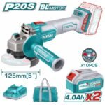 TOTAL ΕΠΑΓΓ. ΣΕΤ ΓΩΝΙΑΚΟΣ ΤΡΟΧΟΣ 125mm ΜΠΑΤ. Li-ion 20V / 4Ah / 2 ΜΠΑΤ (TAGLI2012582)