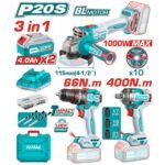 TOTAL ΕΠΑΓΓ. ΣΕΤ ΔΡΑΠ/ΒΙΔΟ ΚΡΟΥΣΤ.+ ΜΠΟΥΛΟΝΟΚΛΕΙΔΟ + ΓΩΝΙΑΚΟΣ ΤΡΟΧΟΣ ΜΠΑΤ. Li-ion 20V (TOSLI241291E)