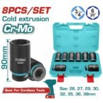 TOTAL ΕΠΑΓΓ. ΣΕΤ ΚΑΡΥΔΑΚΙΑ ΑΕΡΟΣ ΜΑΥΡΑ ΜΑΚΡΙΑ ΕΞΑΓΩΝΑ 3/4" 8 ΤΕΜ (THKISD34082L)