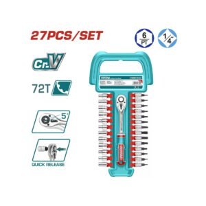 TOTAL ΕΠΑΓΓ. ΣΕΤ ΚΑΣΤΑΝΙΑ 1/4" ΜΕ ΚΑΡΥΔΑΚΙΑ 27 ΤΕΜ (THT141271)