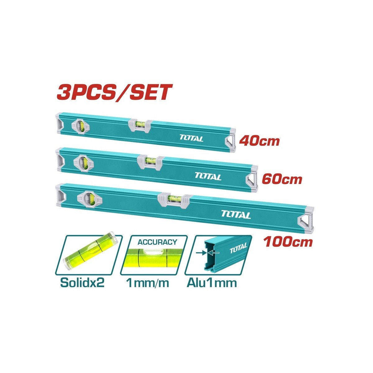 TOTAL ΣΕΤ ΑΛΦΑΔΙΑ ΑΛΟΥΜ. 40/60/100cm 3ΤΕΜ