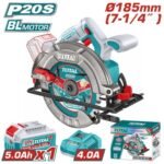 TOTAL ΣΕΤ ΕΠΑΓΓ. ΔΙΣΚΟΠΡΙΟΝΟ ΜΠΑΤ. Φ-185mm Li-ion 20V / 5Ah / 1 ΜΠΑΤ BL Motor (TSLI18513E)