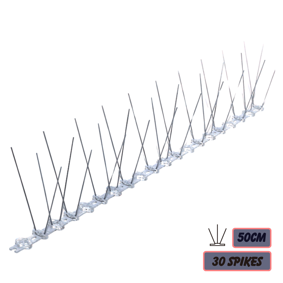 UV POLYCARBONATE BIRD SPIKE - 50CM / 3 ROWS / 30 SPIKES