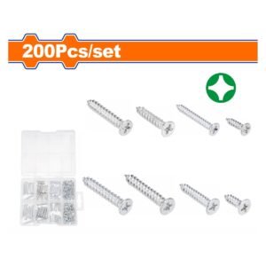 WADFOW 200Pcs countersunk head self-tapping screws assortment