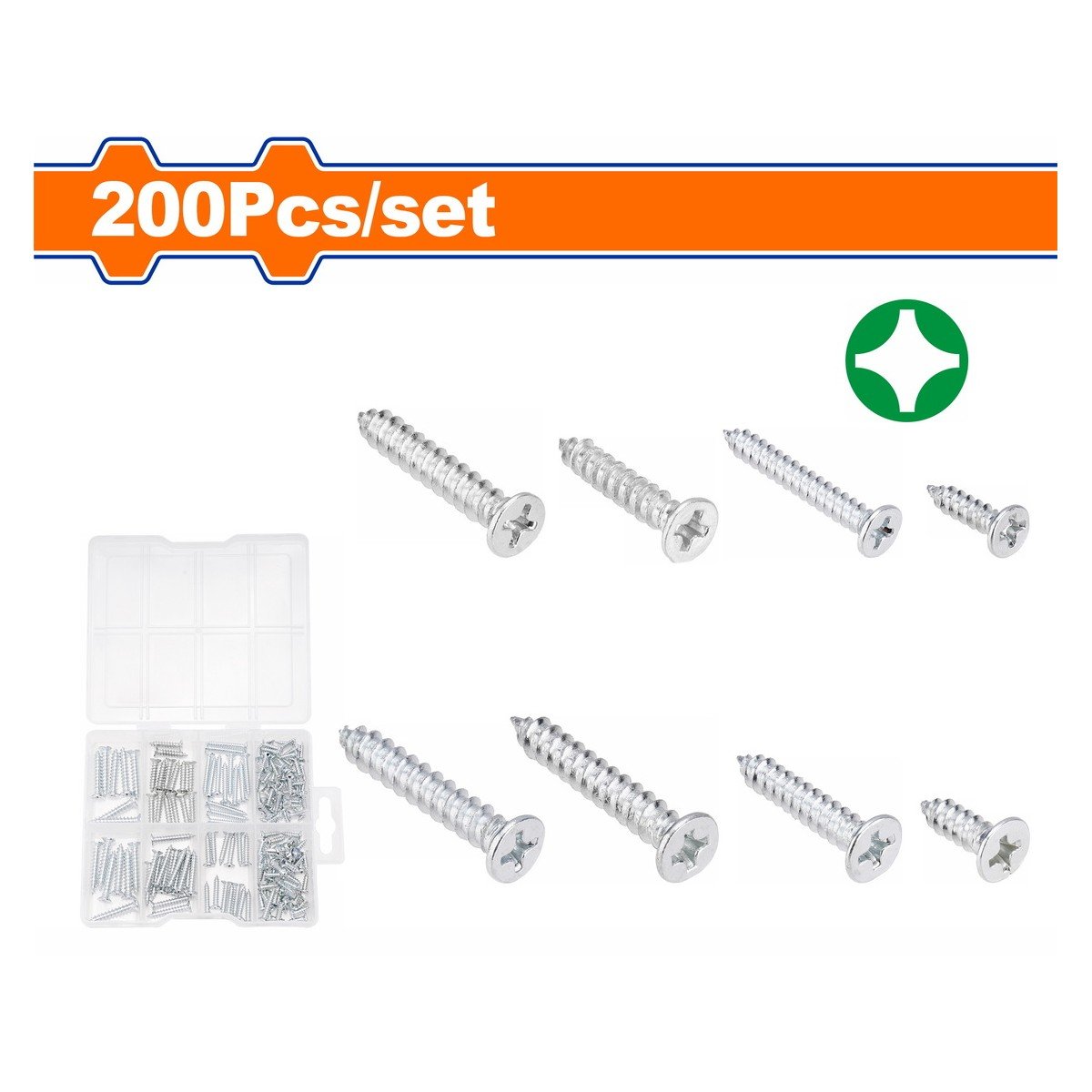 WADFOW 200Pcs countersunk head self-tapping screws assortment