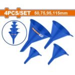 WADFOW 4 Pcs plastic funnel set Φ-50 / 75 / 95 / 115mm (WUFS2304)