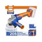 WADFOW ΓΩΝΙΑΚΟΣ ΤΡΟΧΟΣ 115mm ΜΠΑΤ. Li-ion 20V ΧΩΡΙΣ ΜΠΑΤΑΡΙΑ & ΦΟΡΤΙΣΤΗ